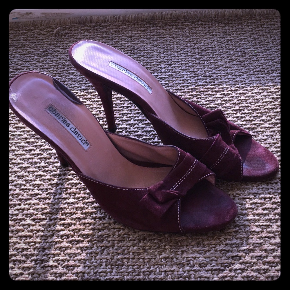 Charles David plum suede mules